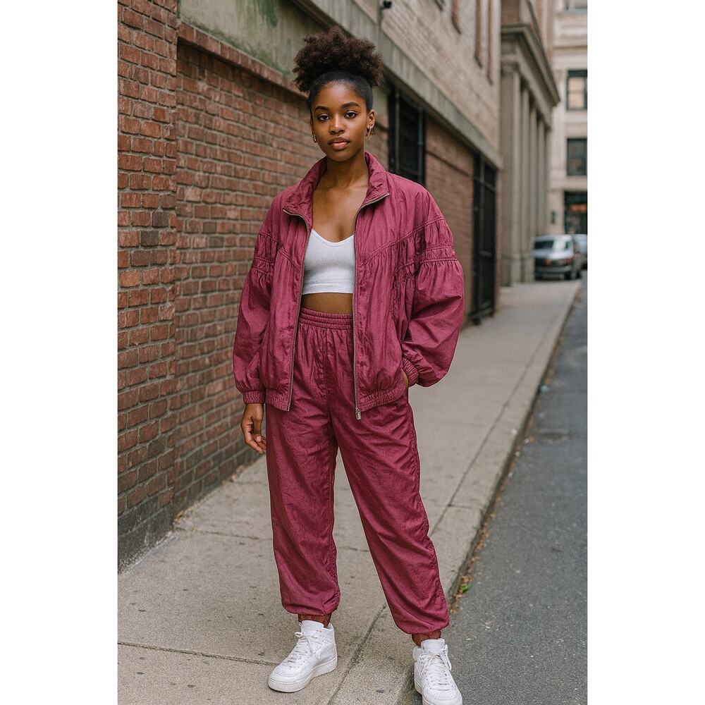Women's vintage Burgundy tracksuit